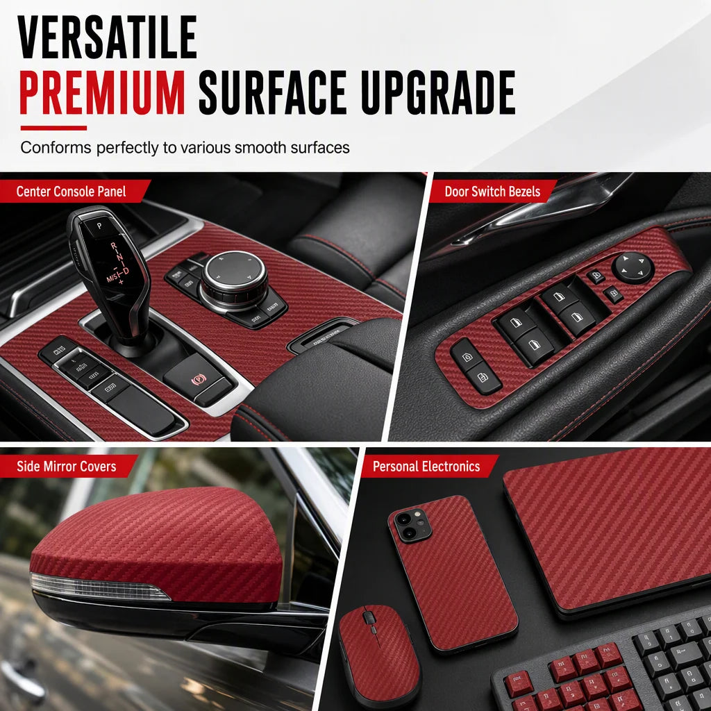 🚗 3D/6D Carbon Fiber Interior Trim Film – Self-Adhesive Car Wrap