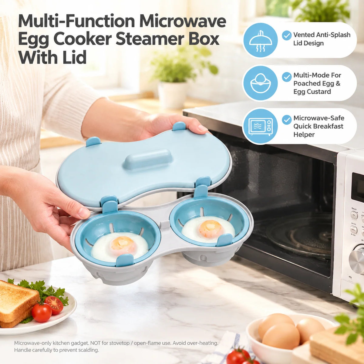 🥚Multi‑Function Microwave Egg Cooker Steamer Box With Lid