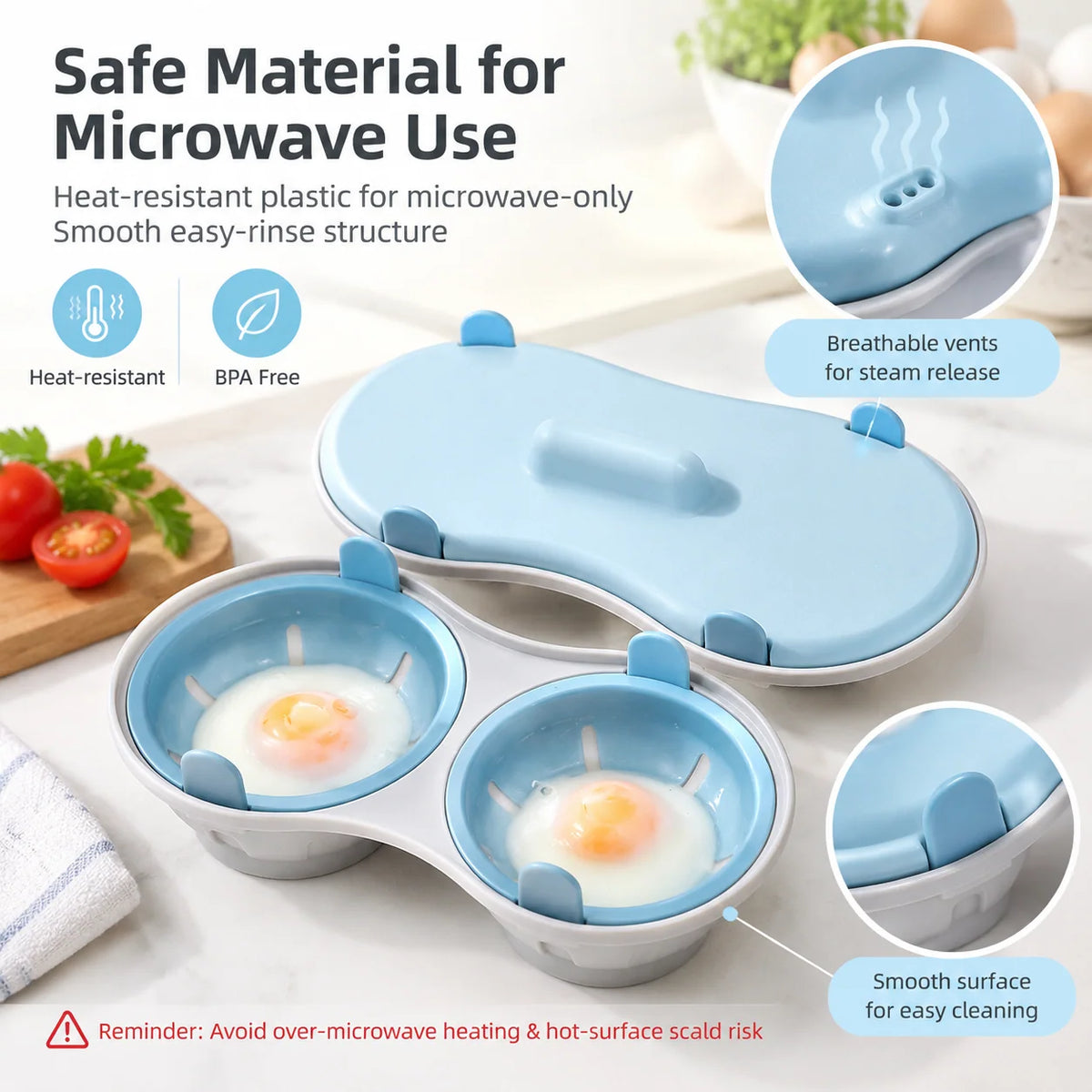 🥚Multi‑Function Microwave Egg Cooker Steamer Box With Lid