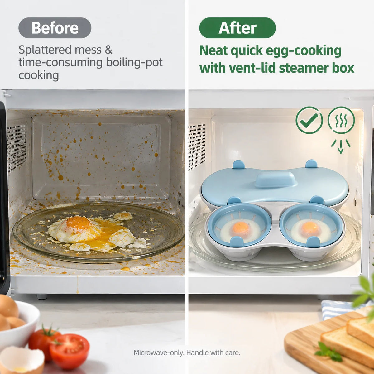 🥚Multi‑Function Microwave Egg Cooker Steamer Box With Lid