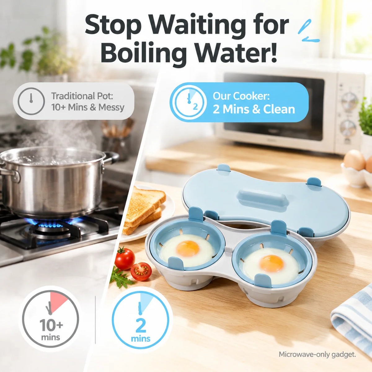 🥚Multi‑Function Microwave Egg Cooker Steamer Box With Lid
