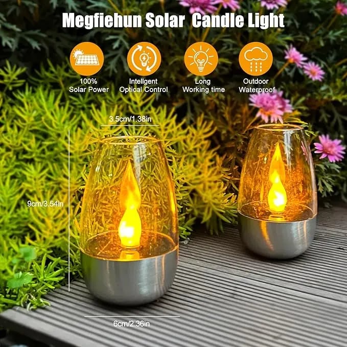 🥳6Pack Solar Power Tea Lights Outdoor Flameless Flicker