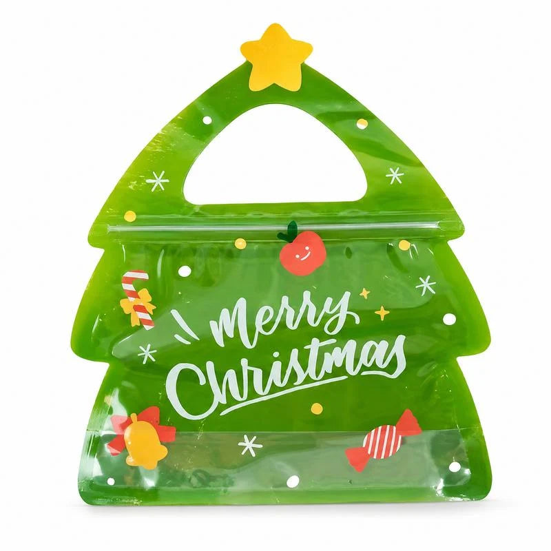 Christmas Tree Resealable Candy Bags with Handles (15/30 Pcs) – Holiday Party Favor & Cookie Pouch