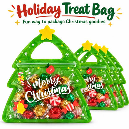 Christmas Tree Resealable Candy Bags with Handles (15/30 Pcs) – Holiday Party Favor & Cookie Pouch