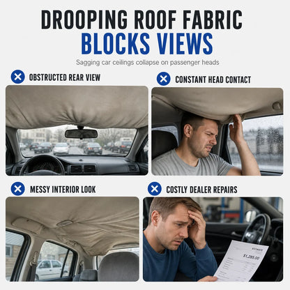 ⏳Time-Limited Special⏰Car Headliner Repair Kit for Fixing Sagging Roof Fabric Auto Interior Ceiling Snap Buttons and Retainer Rivets with Installation Tools