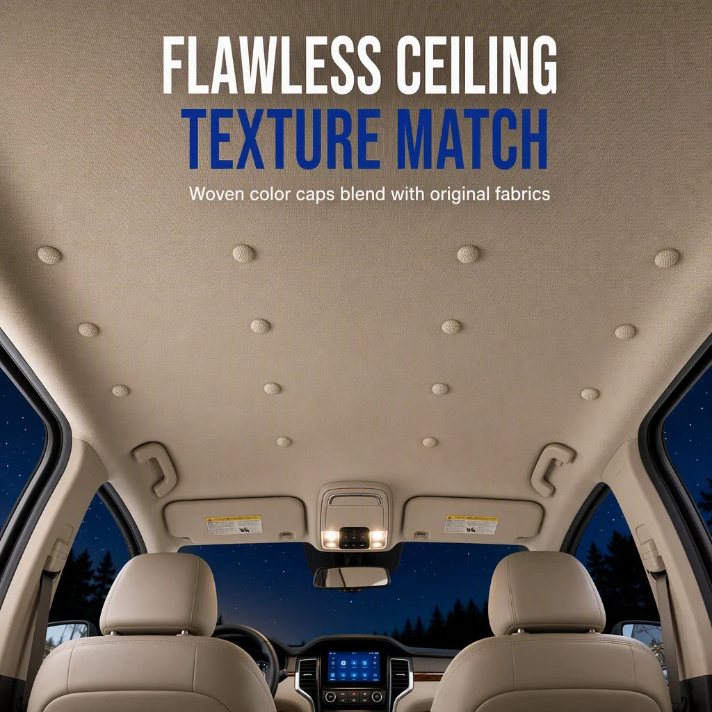 ⏳Time-Limited Special⏰Car Headliner Repair Kit for Fixing Sagging Roof Fabric Auto Interior Ceiling Snap Buttons and Retainer Rivets with Installation Tools