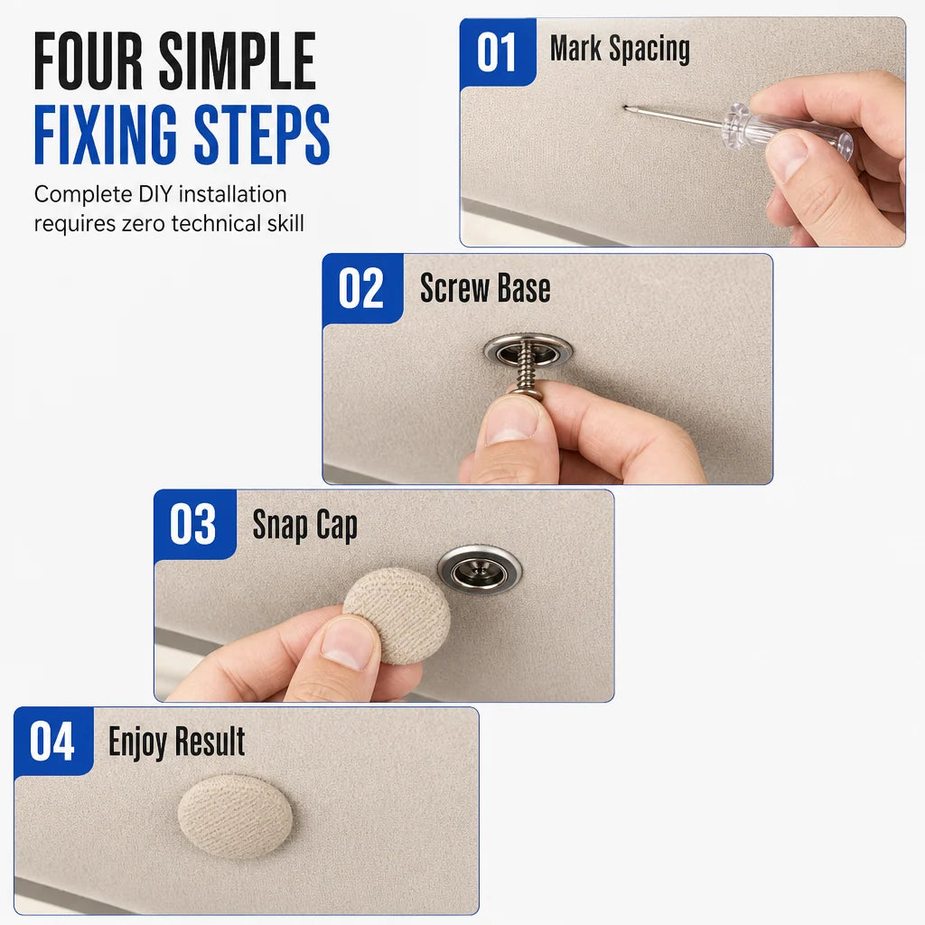 ⏳Time-Limited Special⏰Car Headliner Repair Kit for Fixing Sagging Roof Fabric Auto Interior Ceiling Snap Buttons and Retainer Rivets with Installation Tools