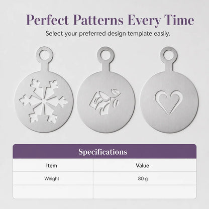 ☕ Stainless Steel Coffee Latte Art Stencil Template - Precision Powder Duster Mold 🍰
