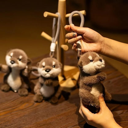 Viral Vibe Soft Plush Otter Keychain Realistic Stuffed Animal Bag Charm Lightweight Backpack Pendant