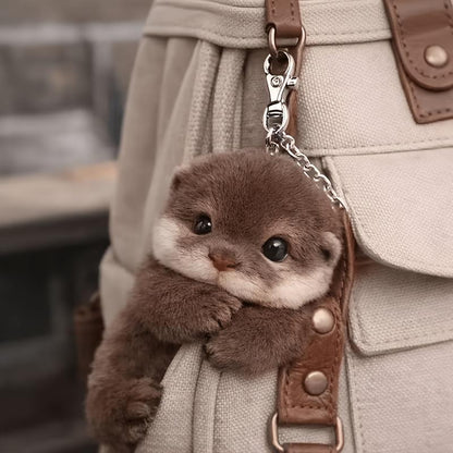Viral Vibe Soft Plush Otter Keychain Realistic Stuffed Animal Bag Charm Lightweight Backpack Pendant