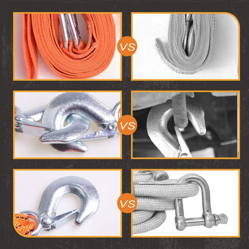 ⏳Time-Limited Special⏰13ft Car Tow Strap with Hooks & 3 Tons Capacity