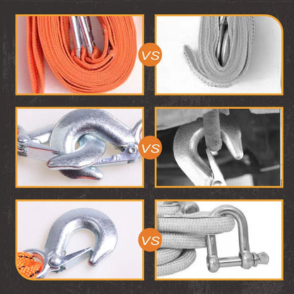 ⏳Time-Limited Special⏰13ft Car Tow Strap with Hooks & 3 Tons Capacity