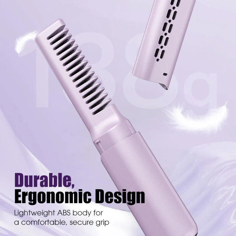 💇‍♀️ Cordless Hair Straightener Comb: 3 Heat Settings, 30s Fast Heat, Auto Shut-Off