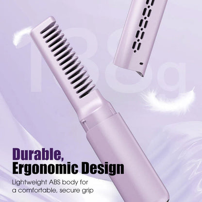 💇‍♀️ Cordless Hair Straightener Comb: 3 Heat Settings, 30s Fast Heat, Auto Shut-Off