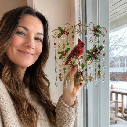 49% OFF – 🎄Handmade Christmas Stained Glass Window Hanging | Tempered Stained Glass, K9 Crystal Drops & Ready-to-Hang Holiday Decor ✨