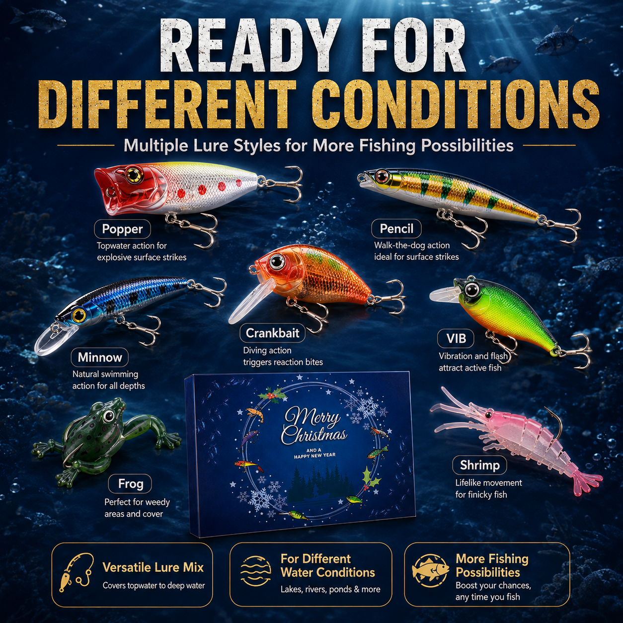 🎣Fishing Advent Calendar-24 Fishing Lures