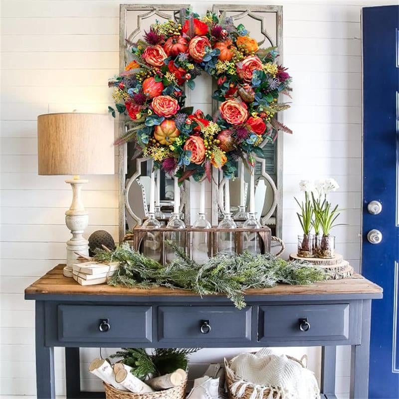 🔥Last Day 49% OFF💖 Handmade Fall Peony And Pumpkin Wreath - Year Round Wreath
