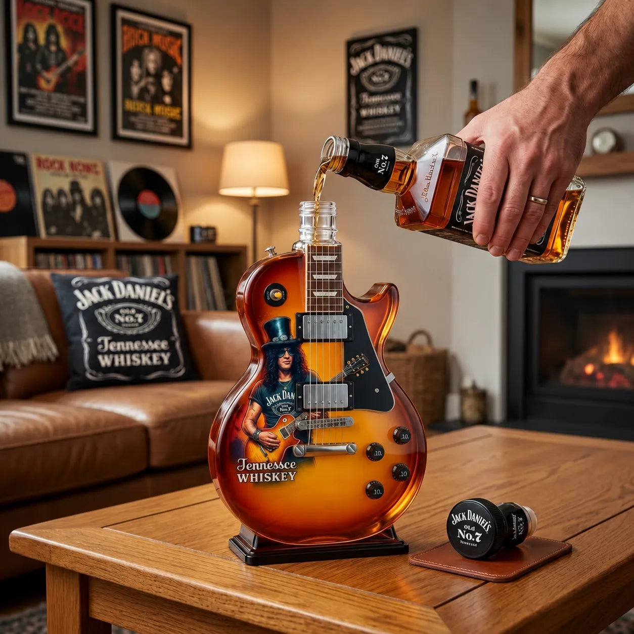 🎁 49% OFF – 👨‍🎤🤘Appetite for Rock: Vintage Sunburst Guitar Figurine Spirit Bottle🎸✨