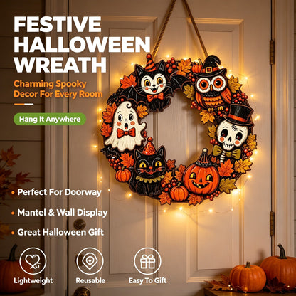 🎃 Hand-Carved 3D Halloween Wooden Door Hanger 👻