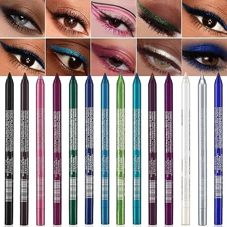 14-Pack Eyeliner Pencil Waterproof Colored Paste Liners with Metallic & Shimmer Finishes Smudge-Proof 🔥🔥Buy 2  Get 10 Off