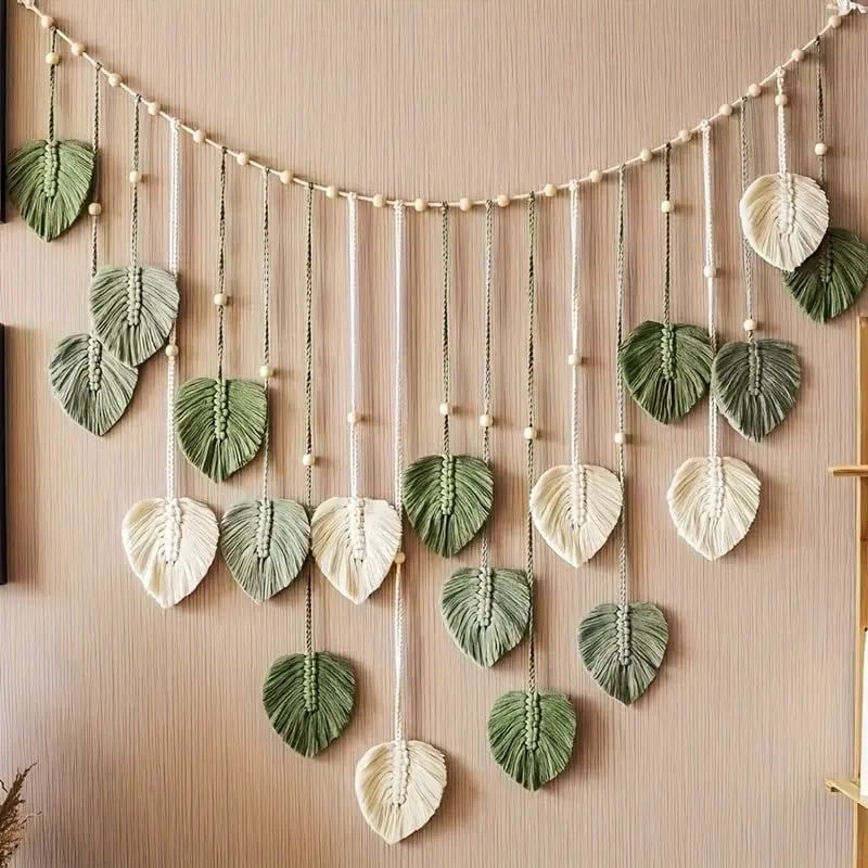 🌿Bohemian macrame leaf wall hanging🌱