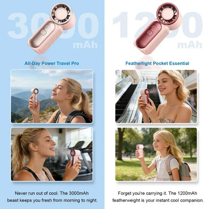 ✨ Mini Pocket Fan with LED Screen – Powerful Portable Cooling