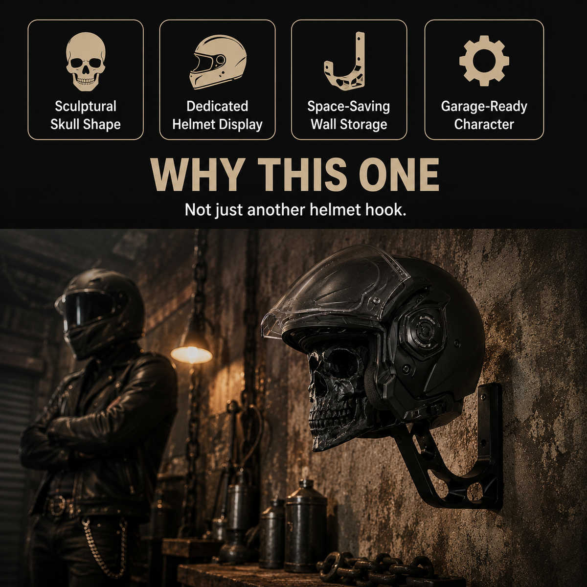 🔥 Limited-Time Offer! 49% OFF - Skull Motorcycle Helmet Wall Mount