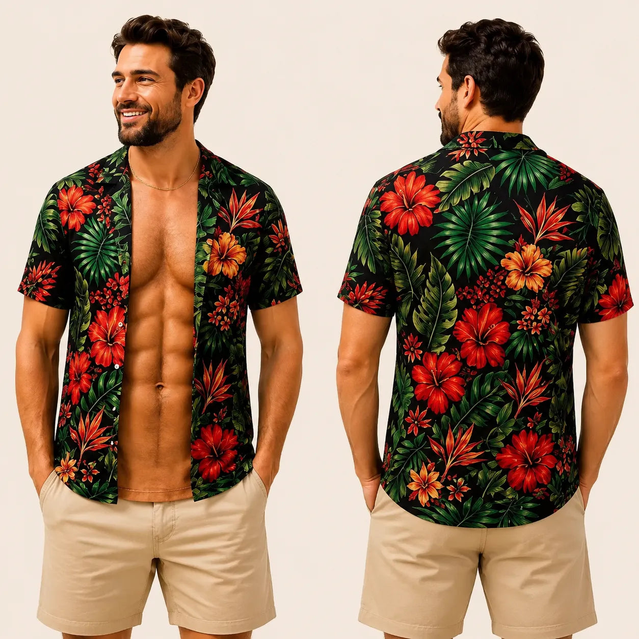 Funny Muscle T Shirt for Men, Hawaiian Shirt Illusion Tee, Personalized 3D Fake Open Shirt💪🔥