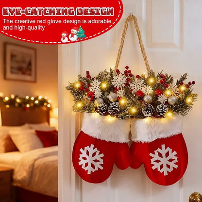 🔥49%OFF🎅 Flashing Christmas Glove Wreath · Create a warm and cosy Christmas atmosphere🧤🧦