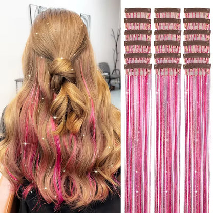 Sparkling Fairy Hair Tinsel Extensions 🌈 Heat-Resistant Glitter Strands for Women ✨