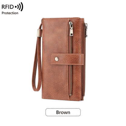 Women's RFID Leather Long Wallet - Stylish Clutch👛