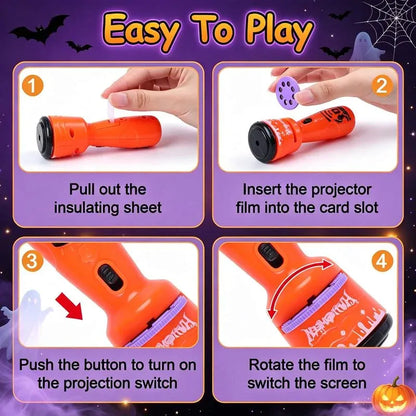 🔥HOT SALE 49% OFF -🎃👻Kids Halloween Christmas Projection Flashlight Toy – Create Magical Bedtime Stories With 24 Festive Light Slides