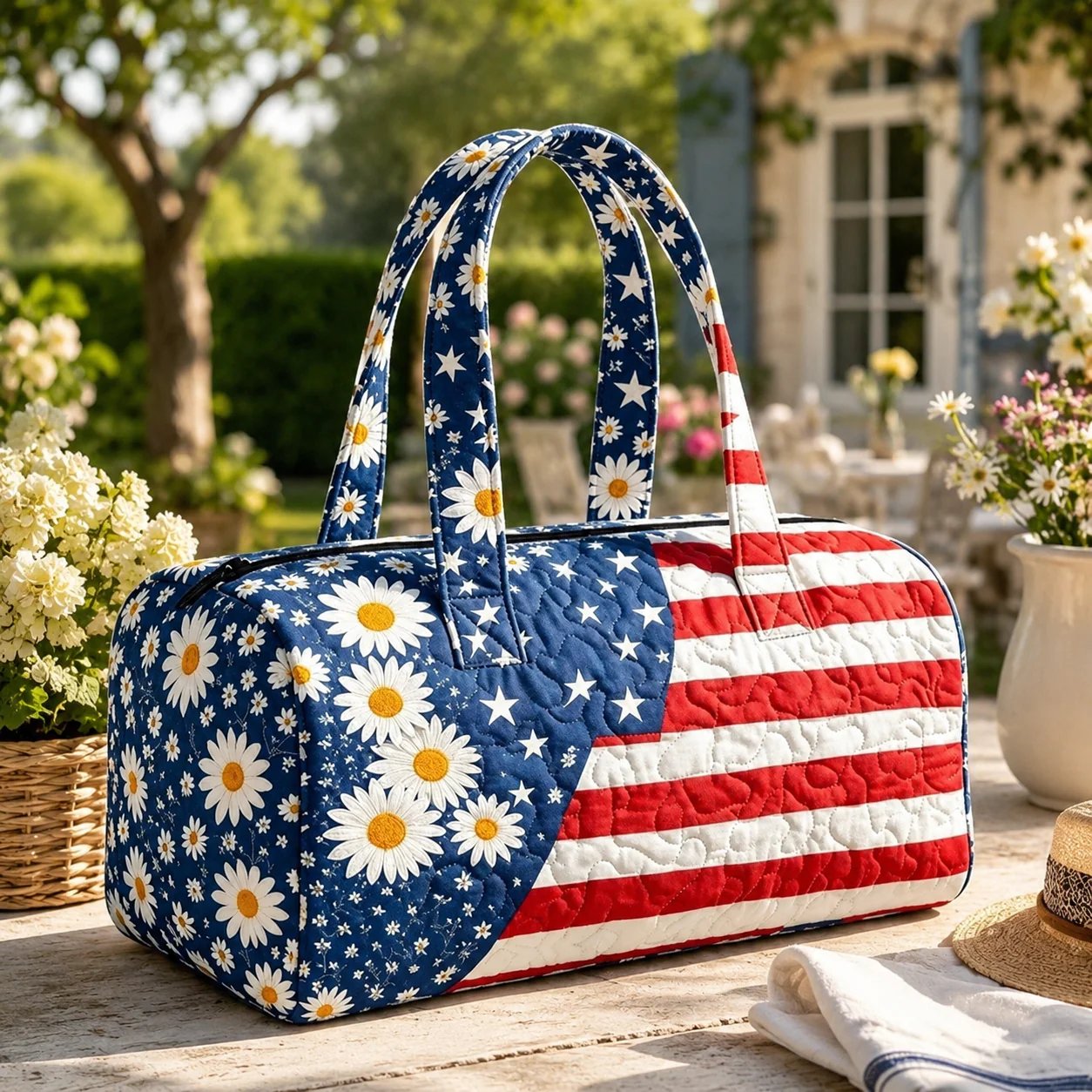 🔥HOT SALE 49% OFF🔥 Floral American Flag Travel Duffel🥳BUY 2 GET 10% OFF