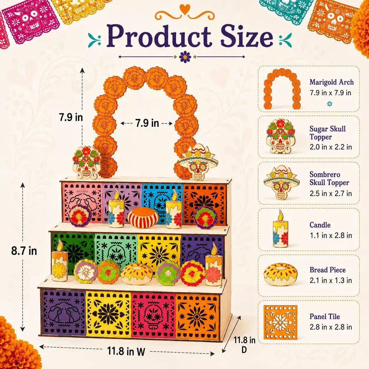 ✨Mexican Day of the Dead Wooden Altar Display Set 🎃
