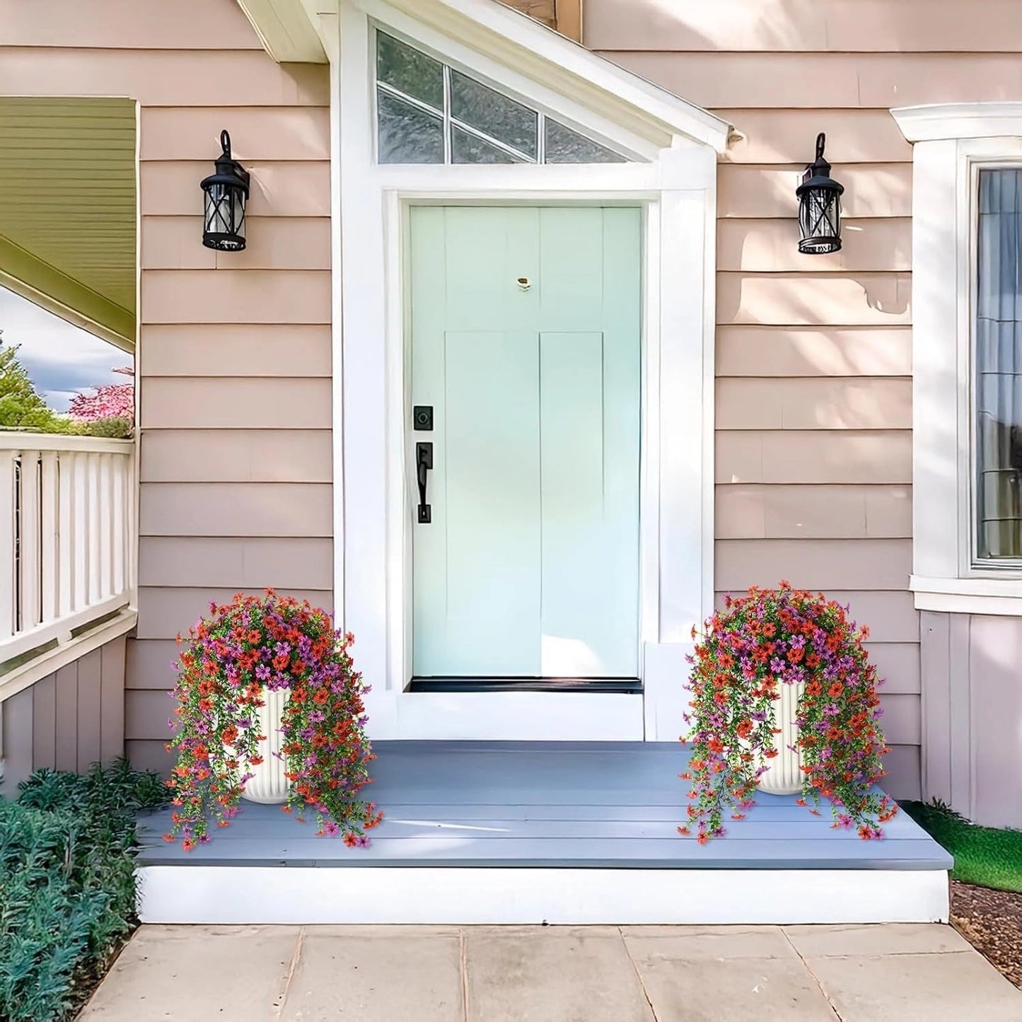 🌷Outdoor cascading daisy and eucalyptus flowers – UV resistant