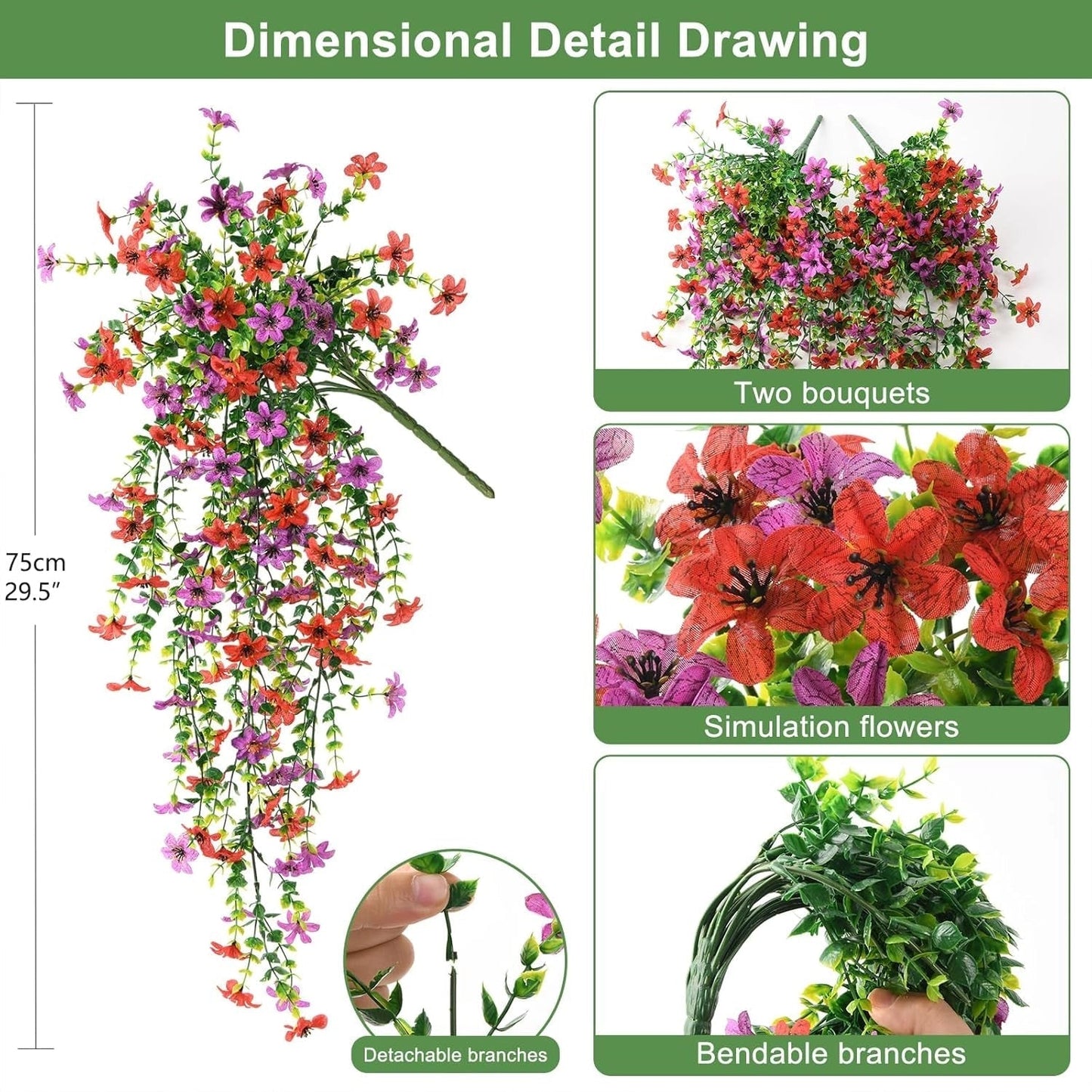 🌷Outdoor cascading daisy and eucalyptus flowers – UV resistant