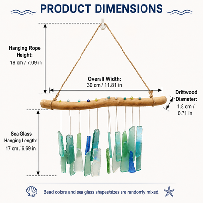 🌊Handmade Sea Glass Driftwood Wind Chimes