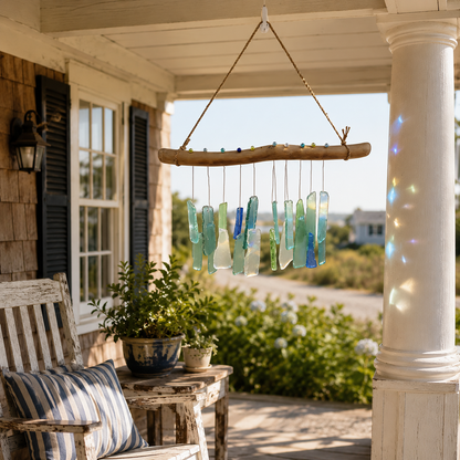 🌊Handmade Sea Glass Driftwood Wind Chimes