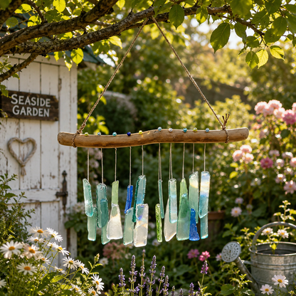 🌊Handmade Sea Glass Driftwood Wind Chimes
