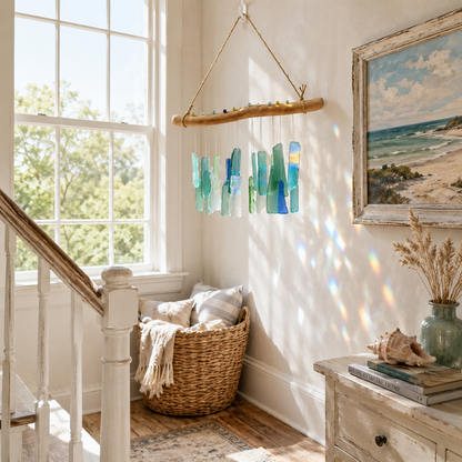 🌊Handmade Sea Glass Driftwood Wind Chimes