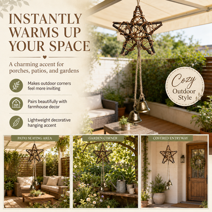 🔥 50% OFF Today – Rustic Woven Star Wind Chime | Handmade Porch & Garden Decor