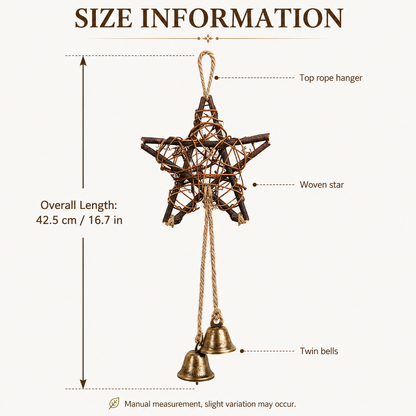 🔥 50% OFF Today – Rustic Woven Star Wind Chime | Handmade Porch & Garden Decor
