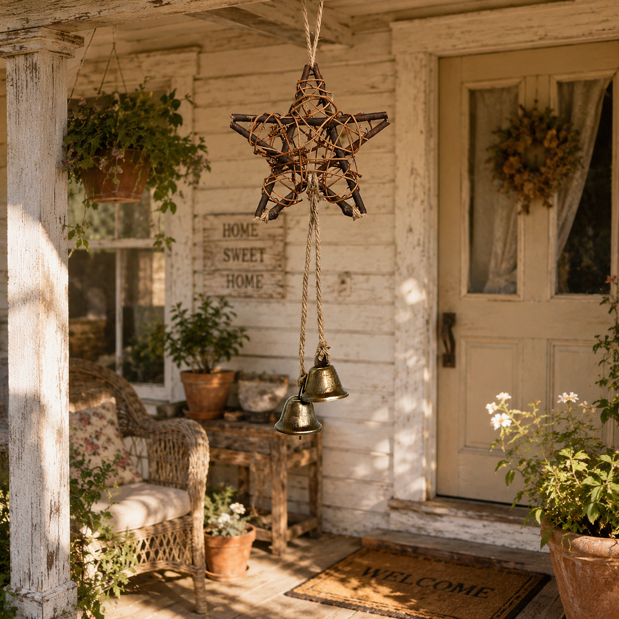 🔥 50% OFF Today – Rustic Woven Star Wind Chime | Handmade Porch & Garden Decor