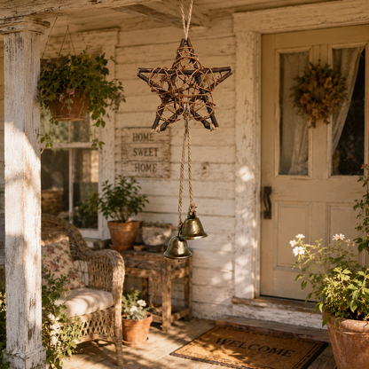 🔥 50% OFF Today – Rustic Woven Star Wind Chime | Handmade Porch & Garden Decor
