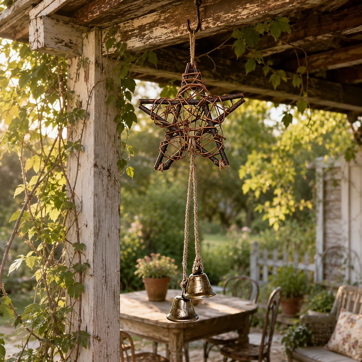 🔥 50% OFF Today – Rustic Woven Star Wind Chime | Handmade Porch & Garden Decor