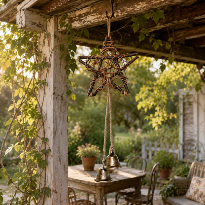 🔥 50% OFF Today – Rustic Woven Star Wind Chime | Handmade Porch & Garden Decor