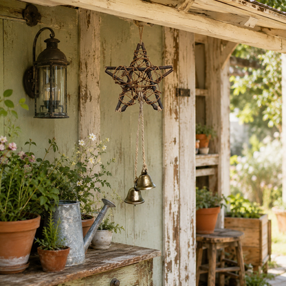 🔥 50% OFF Today – Rustic Woven Star Wind Chime | Handmade Porch & Garden Decor