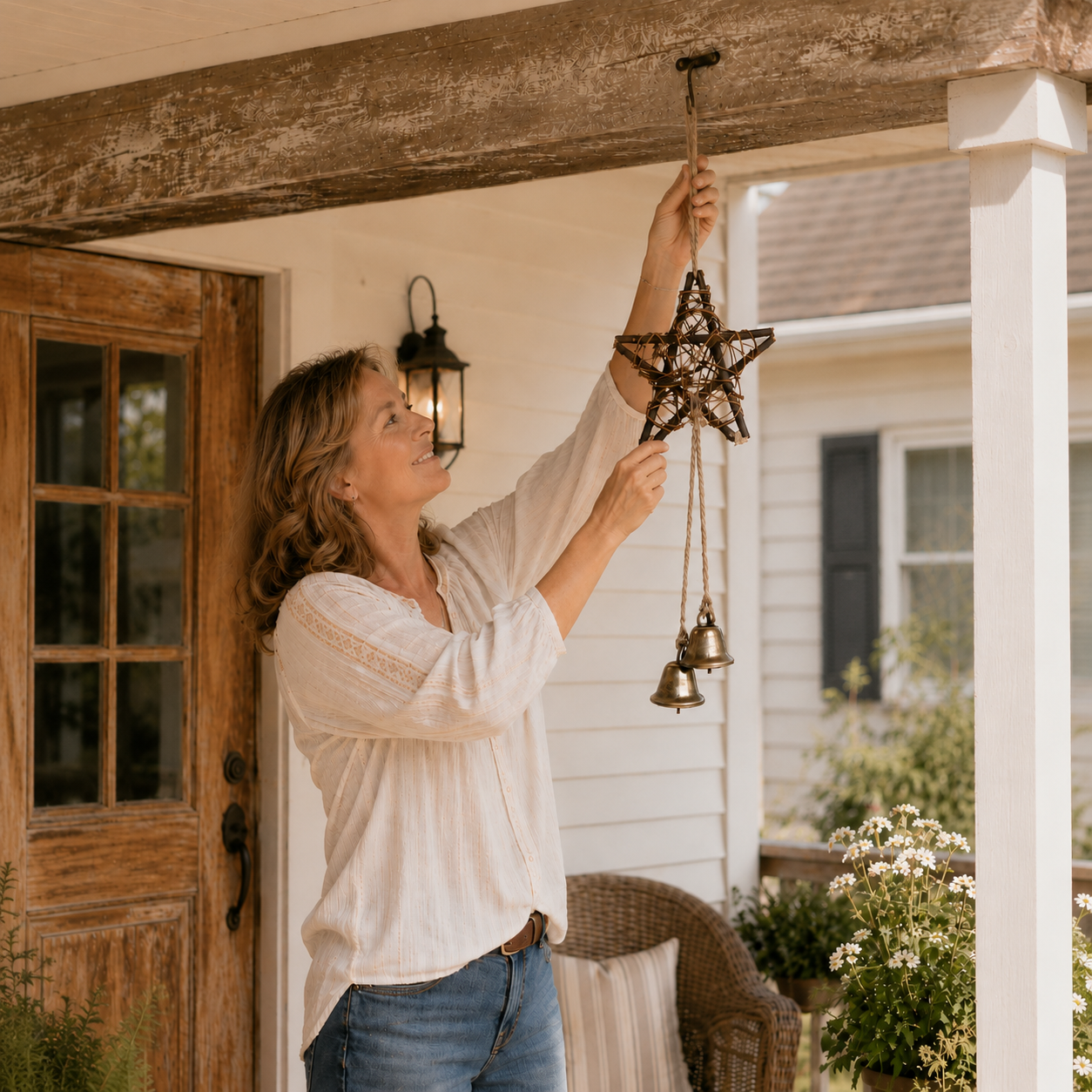 🔥 50% OFF Today – Rustic Woven Star Wind Chime | Handmade Porch & Garden Decor