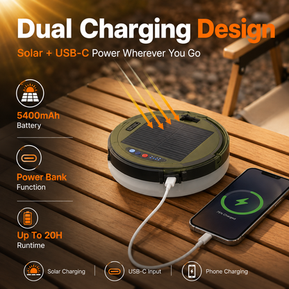 🔆 Solar String Lights 32.8ft – 5400mAh, Retractable & Waterproof for Camping & Emergencies