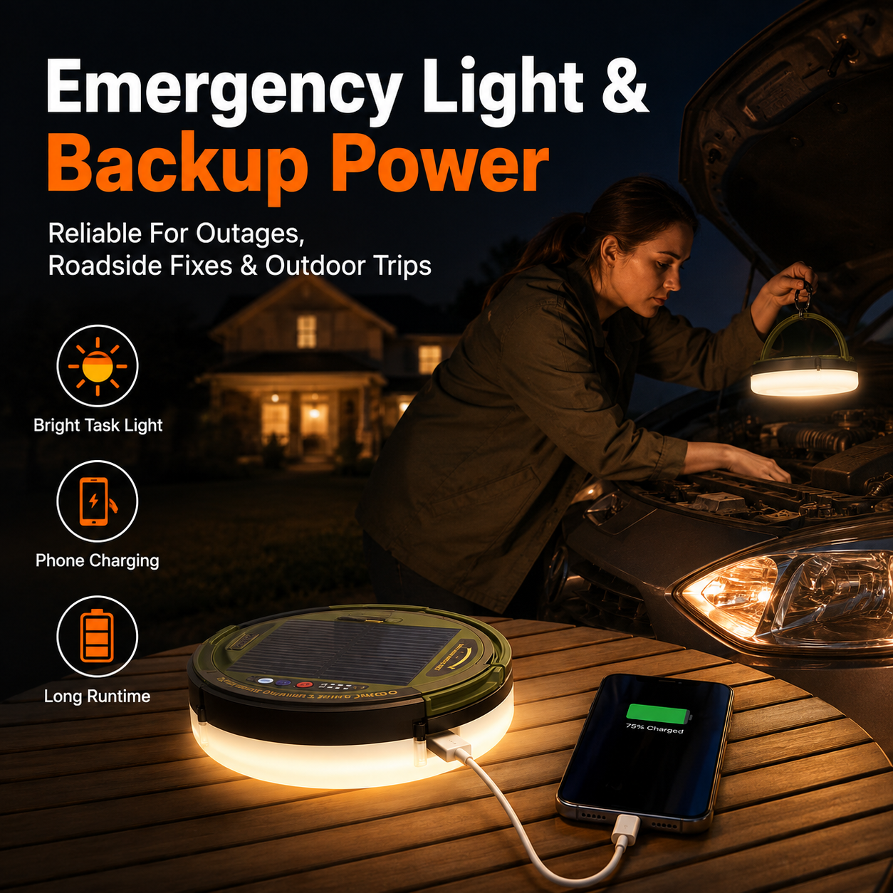 🔆 Solar String Lights 32.8ft – 5400mAh, Retractable & Waterproof for Camping & Emergencies